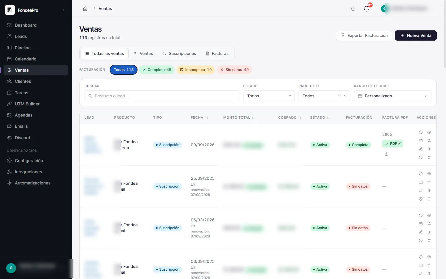 Módulo de ventas de Gudari CRM