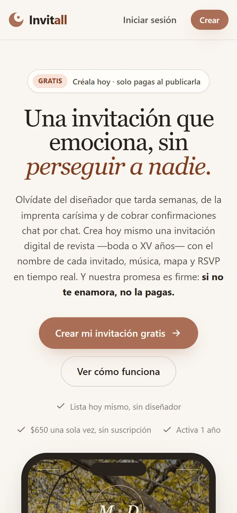Invitación de InvitAll en móvil