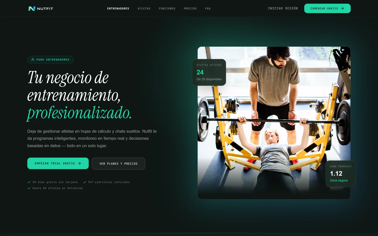 Landing para entrenadores